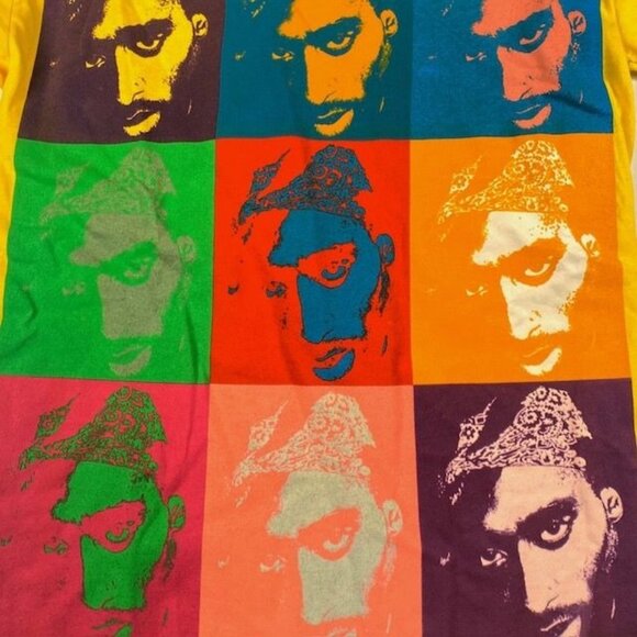 NWOT Tupac Shakur Tee Shirt Yellow, Size Large - Picture 2 of 2